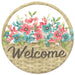 12’’Dia Metal Welcome Flower Basket Sign Green/Multi Md1332