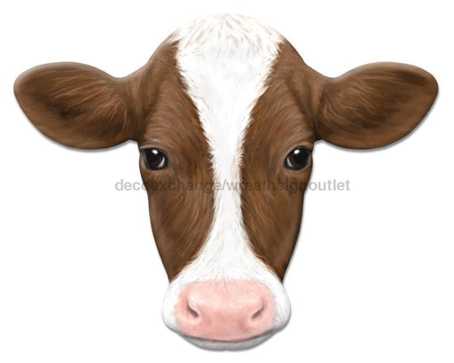 12’’Hx15.18’’L Metal Cow Sign Brown/White/Light Pink MD123004 Sign
