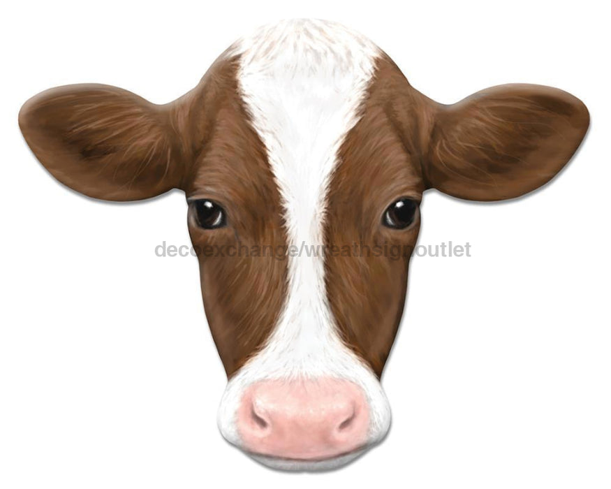 12’’Hx15.18’’L Metal Cow Sign Brown/White/Light Pink MD123004 Sign