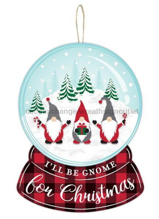 12Hx9L Gnome For Christmas Snow Globe Robin Egg/Blk/Red/Wht/Gry Ap8913 Sign