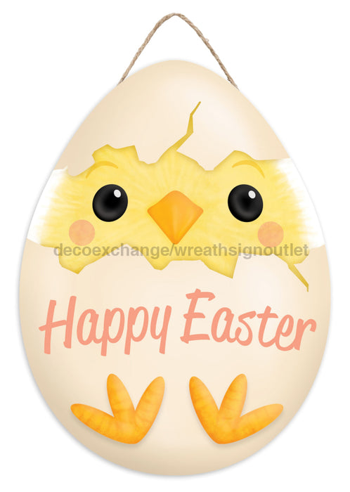 12’’Hx9’’L Happy Easter Chick Egg Sign Org/Coral/Beige/Ylw AP736301 sign