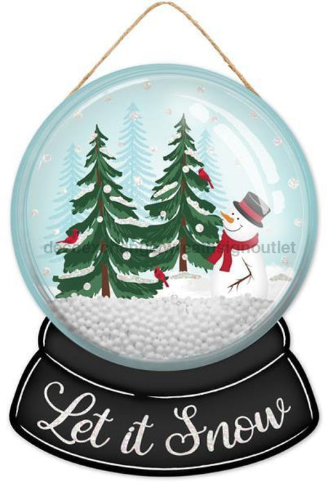 12"Hx9"L Let It Snow/Snow Globe Dome Robins Egg/Black/White/Green AP08912 - DecoExchange