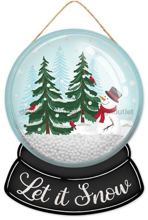 12"Hx9"L Let It Snow/Snow Globe Dome Robins Egg/Black/White/Green AP08912 - DecoExchange