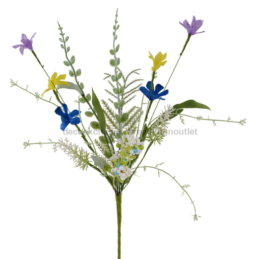 12’’L Fabric Flower/Eva Leaf/Beads Bush Blue/Yellow/Purple Fh8194A2 Greenery