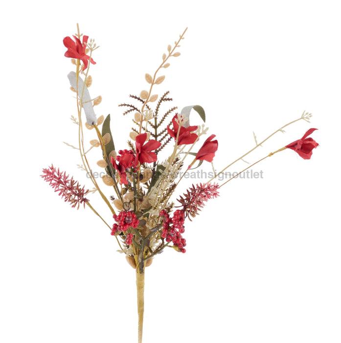 12’’L Fabric Flower/Eva Leaf/Beads Bush Cranberry Fh812543 New Upload081524 Greenery Allgreenery