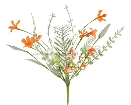 12’’L Fabric Flower/Eva Leaf/Beads Bush Orange/Off White Fh812569 New Upload081524 Greenery