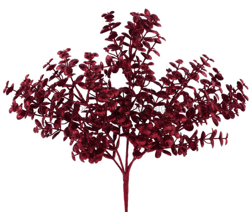 12’’L Glitter Boxwood Bush Burgundy XS250505 Greenery