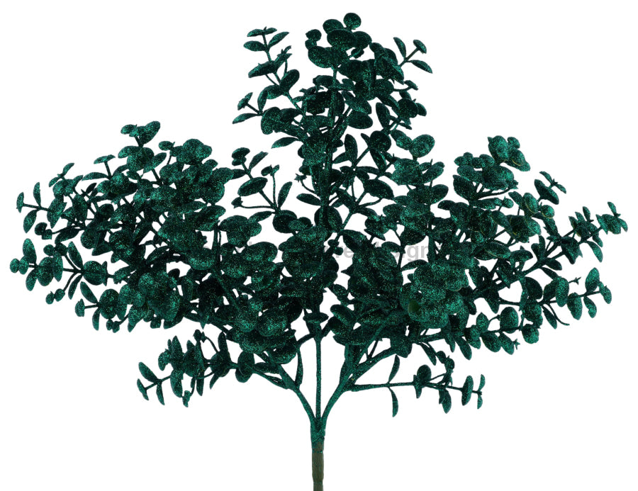 12"L Glitter Boxwood Bush Hunter Green XS250512 - DecoExchange