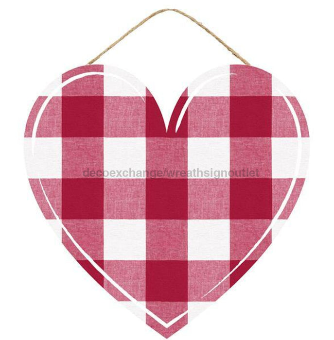 12"L X 11.5"H Check Heart Red/Lt Red/White AP858324 - DecoExchange®