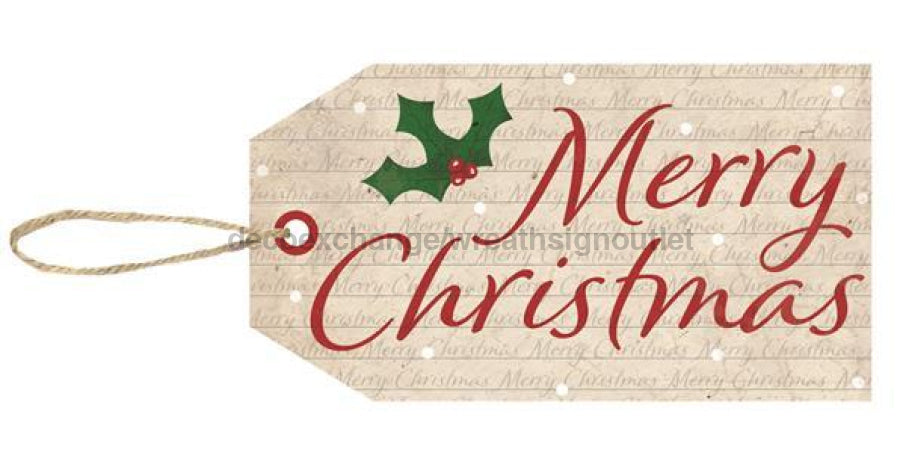 12"L X 6.5"H Merry Christmas Luggage Tag Off White/Red/Green AP8503 - DecoExchange®