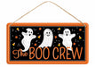 12’’Lx6’’H Tin The Boo Crew Sign Black/White/Orange MD1222 Sign