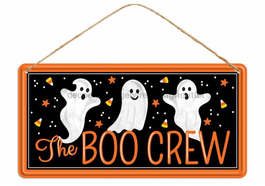 12’’Lx6’’H Tin The Boo Crew Sign Black/White/Orange MD1222 Sign