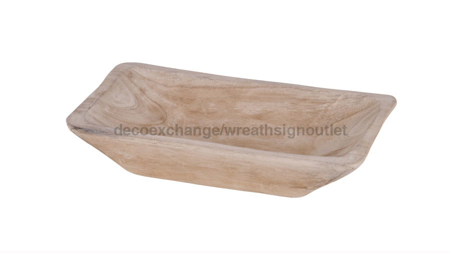 13.5"L X 7.75"W Paulownia Tray Whitewash Natural Aw985831 - DecoExchange