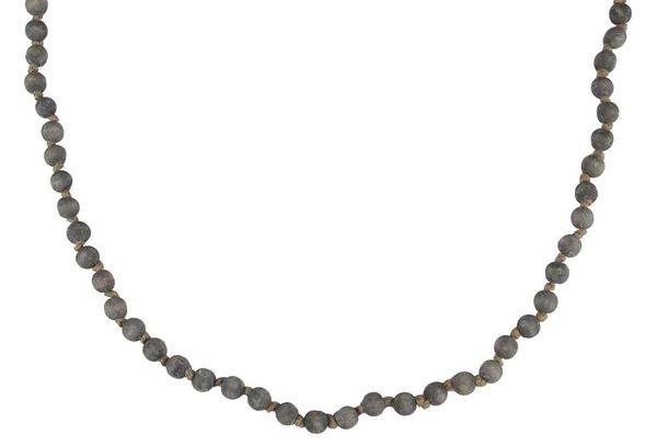 39"L Small Round Wood Bead Garland Grey Wash MZ197932