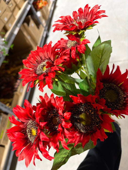 Sunflower Bush - 9 Stems - Red - 12042 - DecoExchange®