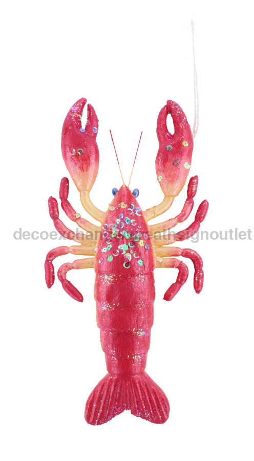 13’’L X 7.5’’W Glttr/Sequin Lobster Orn Red/Yellow XJ7280 Pick