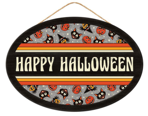 13’L X 9’H Happy Halloween Oval Grey/Char/Org/Yelw/Ivory Ap7874 Sign