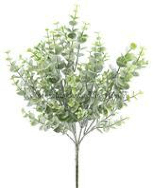 14"H PLASTIC ICY EUCALYPTUS BUSH Green With ice PF1657 - DecoExchange