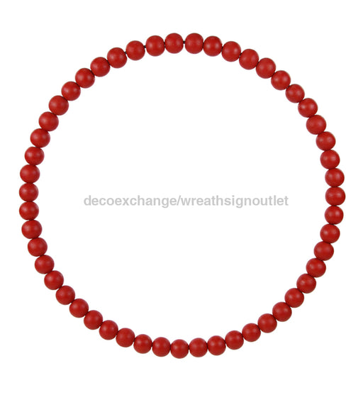 15.5’’Dia Wood Bead Wreath W/25Mm Beads Bright Red MY102824 Base