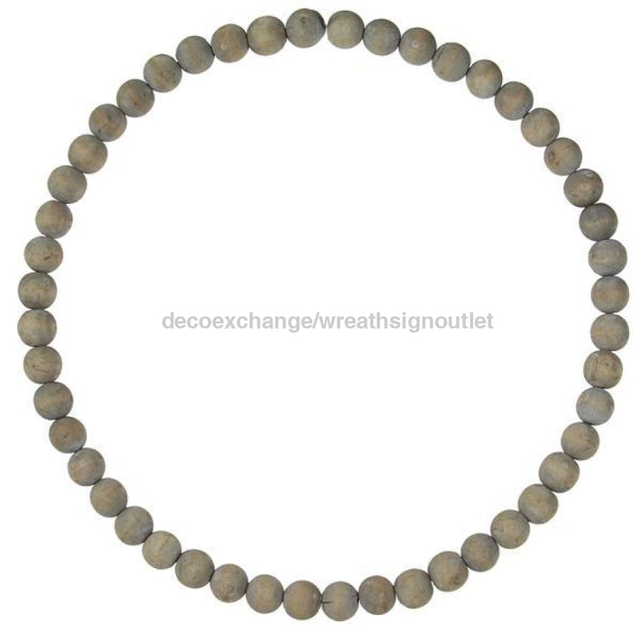 15.5Dia Wood Bead Wreath W/25Mm Beads Grey Wash My102732 Base