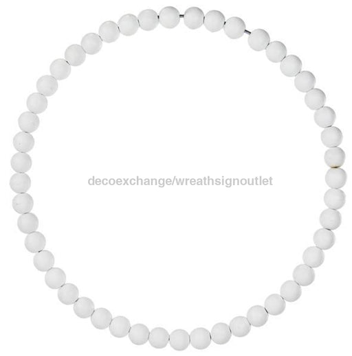 15.5Dia Wood Bead Wreath W/25Mm Beads Whitewash My102831 Base