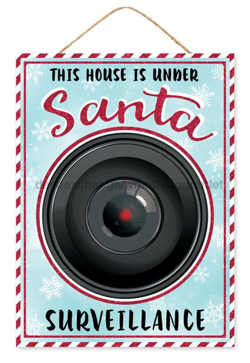 15.75’Hx11.75’L Santa Surveillance Sign Ice Blue/White/Red/Black Ap7817