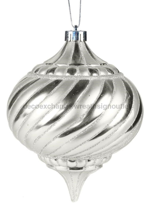 150Mm Swirl Stripe Onion S/M Silver W/Slvr Glitter XY2022U3 - DecoExchange