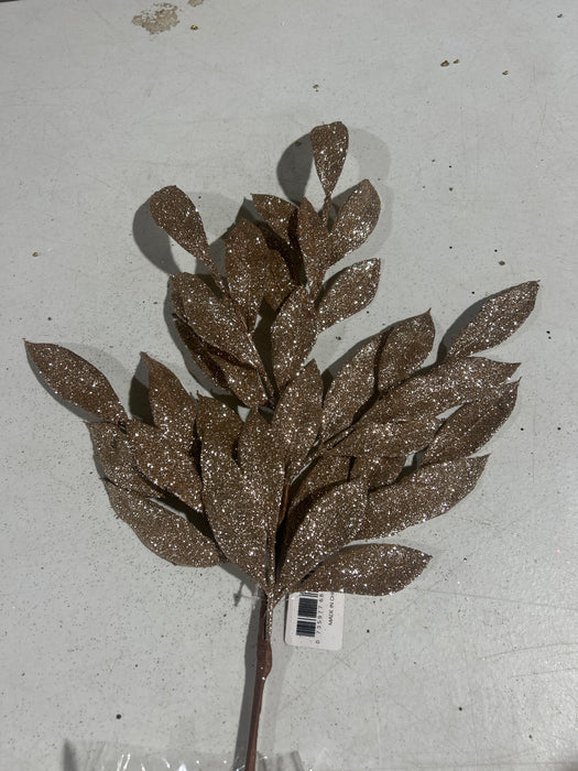 Christmas Laurel Leaves Spray - Champagne - 68455