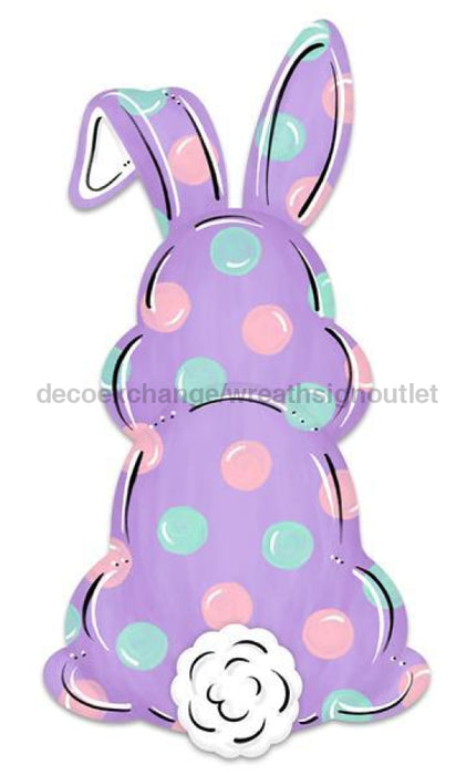 15"Hx7.9"L Metal Bunny Bottom Sign Lavender/Light Pink/Mint/Black/White MD1122 - DecoExchange