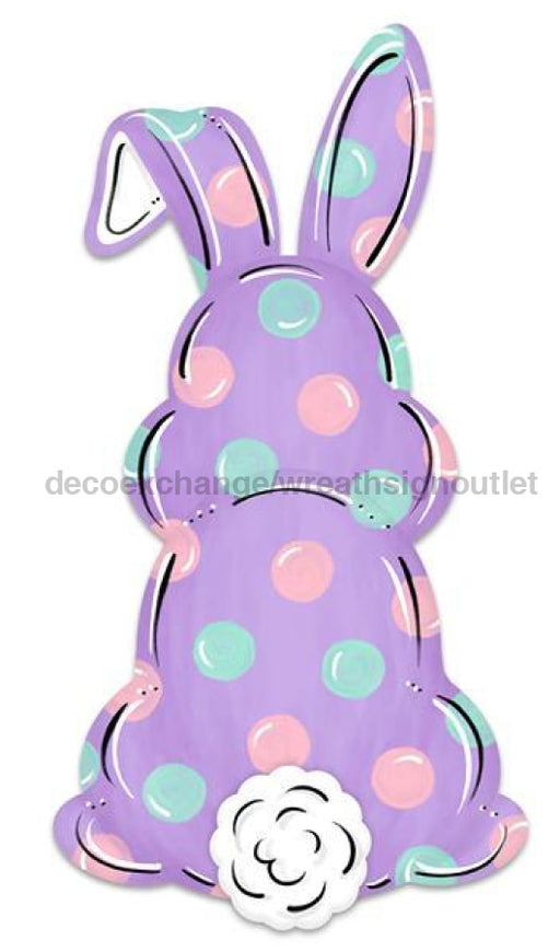 15"Hx7.9"L Metal Bunny Bottom Sign Lavender/Light Pink/Mint/Black/White MD1122 - DecoExchange