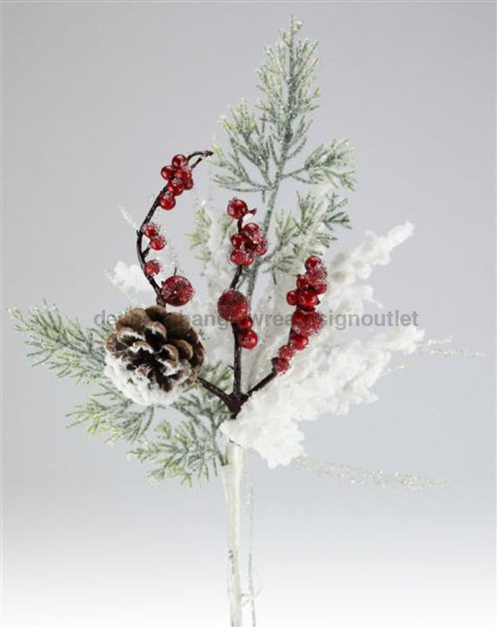 15L Snow Twigs/Pinecone/Berry Pick Red/Green/White Xx1958