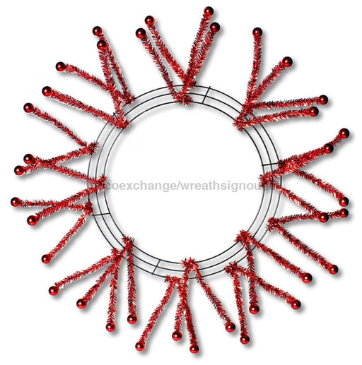 15’’Wire,25’’Oad-Pencil/Ball Work Wreath X18 Ties Met Red XX751524 Base
