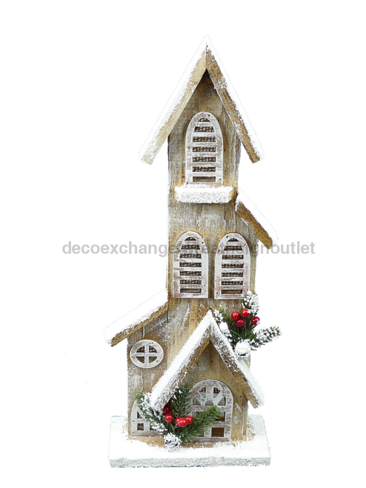 16’’ Wooden House 5 Led Lights 84013Bn Base
