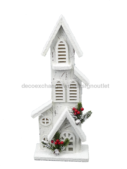 16’’ Wooden House 5 Led Lights 84013Wt Base