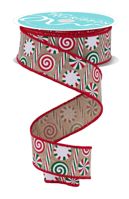 1.5 inch x 10yd Peppermint Stripes Ribbon RGH13591C