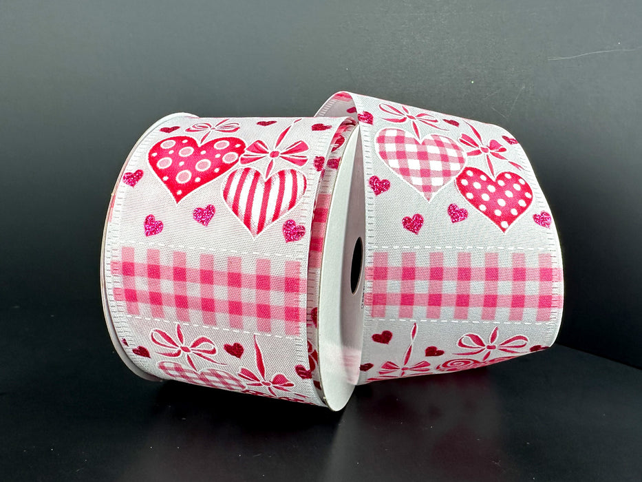 Pnk Hanging Hrt Squares/Pnk-Wht Chex, 2.5"X10Y 16603-40-44 - DecoExchange®