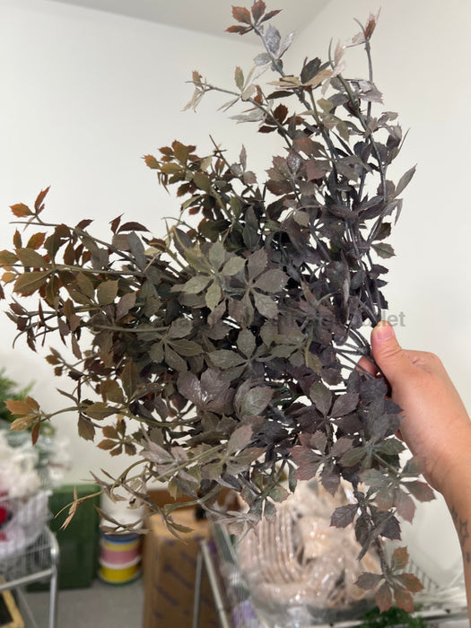 16In Plastic Sweetgum Leaves Bush Flocked Sage/Brown IP530077 Pick