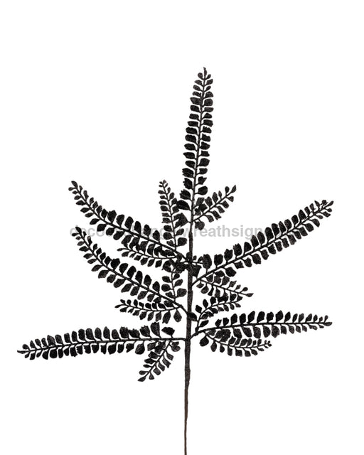 16"L Glitter Fern Spray X6 Black XS236302 - DecoExchange