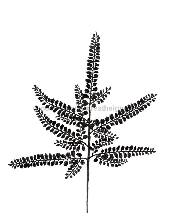 16"L Glitter Fern Spray X6 Black XS236302 - DecoExchange
