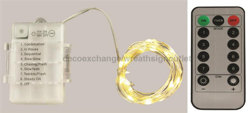 16'L Mini Led 40 Light, Warm White Silver Wire, With Remote LL600226 - DecoExchange
