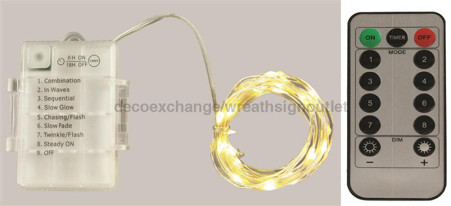 16'L Mini Led 40 Light, Warm White Silver Wire, With Remote LL600226 - DecoExchange