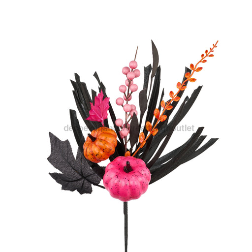 16’’L Pumpkin/Berry/Leaf/Grass Pick Black/Orange/Pink Ha180881
