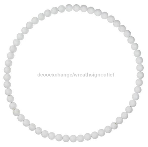 17.75"Dia Wood Bead Wreath With 25Mm Beads Whitewash MY103031 - DecoExchange