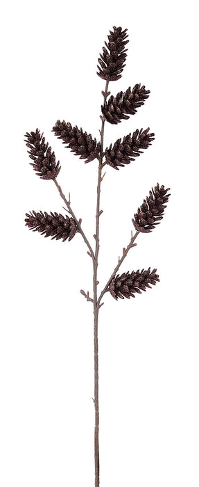 23.5"L Long Pinecone Spray W/Glitter Brown XD328304