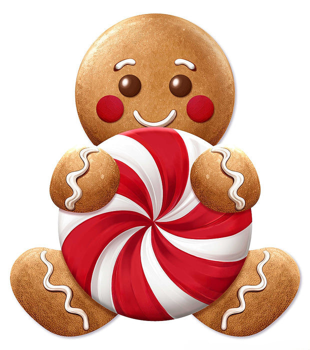 12"H X 10.77"L Gingerbread/Candy Sign Red/White/Brown MD176930