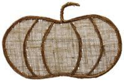 17"W VINE BURLAP PUMPKIN W/STEM    HA0059 - DecoExchange