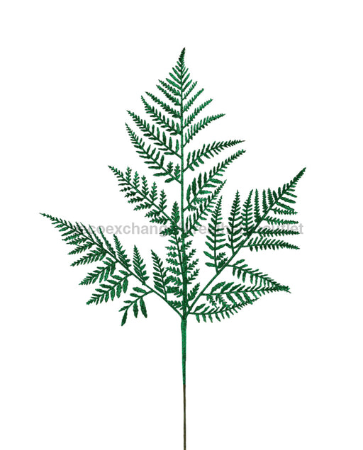 18.5’’L Glitter Fern Leaf Spray Green Xs244109 Pick