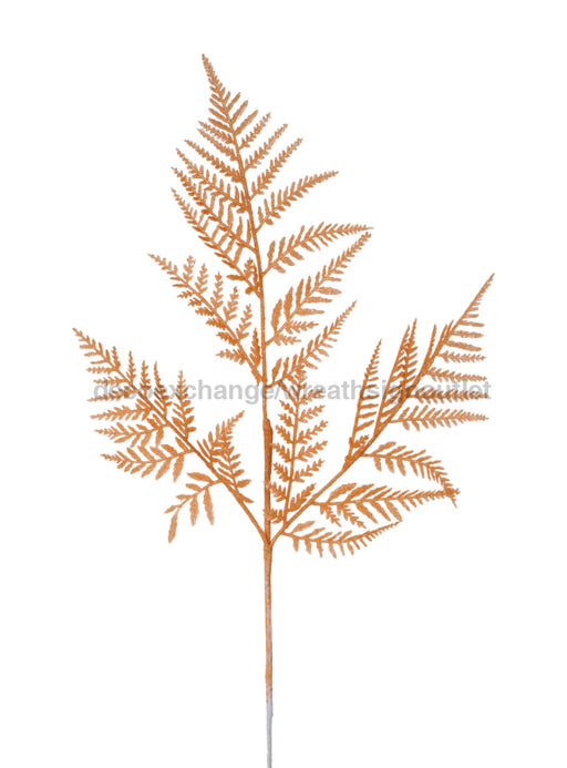 18.5’’L Glitter Fern Leaf Spray Orange Xs244120 Pick