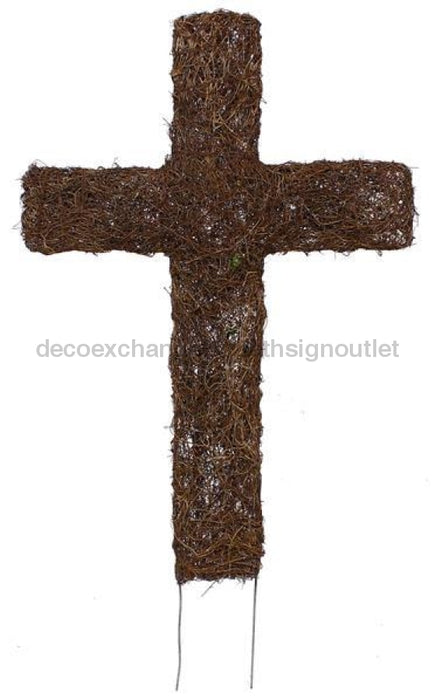 18.75"H Angelvine Cross With 4"Stake Brown KC2079 - DecoExchange