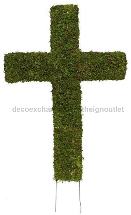 18.75"H Moss Cross With 4"Stake Green KC1079 - DecoExchange